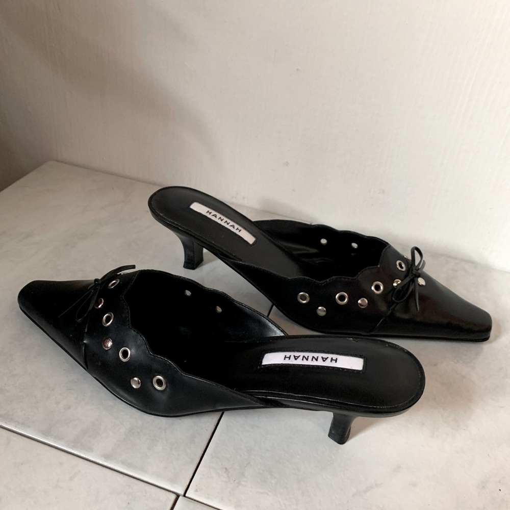 Hanna leather Mules with silver hardware